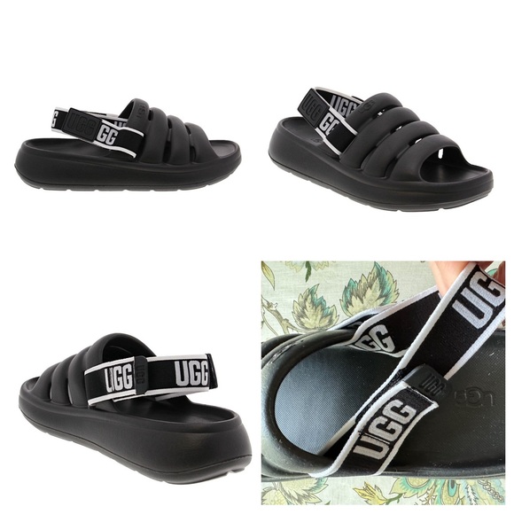 UGG Black Size 10 Sport Yeah Sandals new soft flexible adjustable back strap - Picture 2 of 9